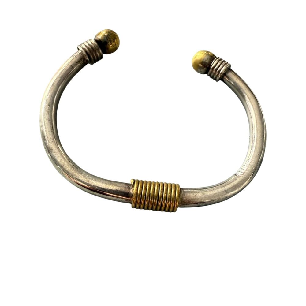 Taxco Mexico 925 Sterling Silver & Brass Cuff Bracelet